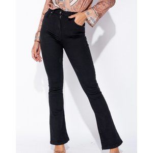 Black High Waist Skinny Flare Jeans Denim
